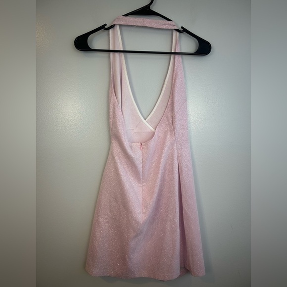 NWT Princess Poly Pink Metallic Halter Wrap Mini Dress Size 0 - Picture 7 of 13
